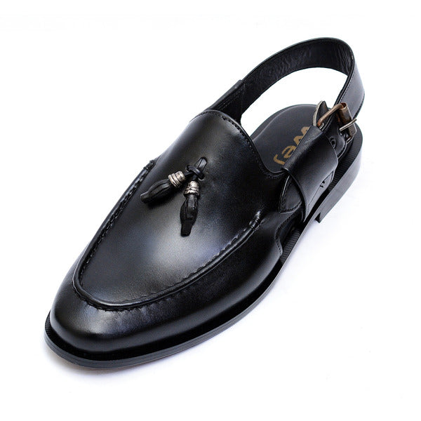 premium quality black chappal with leather sole 0081-P/Black