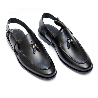 premium quality black chappal with leather sole 0081-P/Black