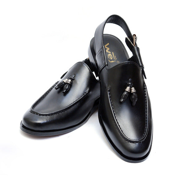 premium quality black chappal with leather sole 0081-P/Black