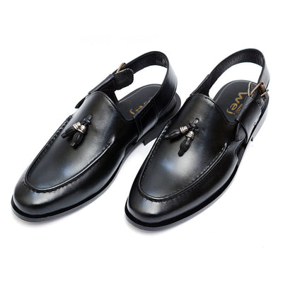 premium quality black chappal with leather sole 0081-P/Black