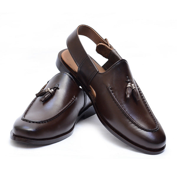 premium quality black chappal with leather sole 0081-P/Brown.