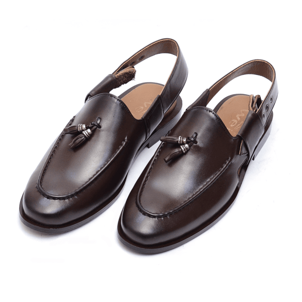 premium quality black chappal with leather sole 0081-P/Brown.