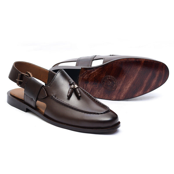 premium quality black chappal with leather sole 0081-P/Brown.