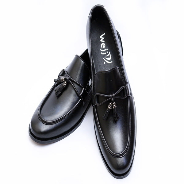 Black color Premium Leather Shoes.(0060 G-Black)