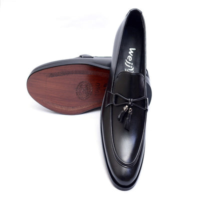 Black color Premium Leather Shoes.(0060 G-Black)