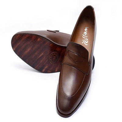 Premium brown Leather Shoes. (3346 -G-Brown)