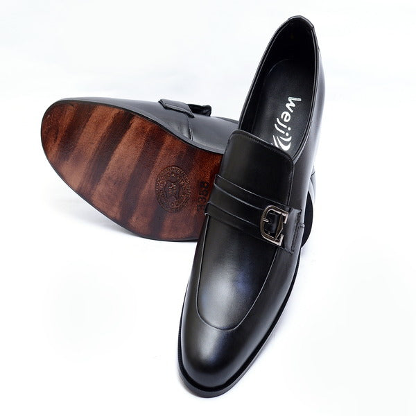 Black  Premium Leather Shoes.(3358-G Black)