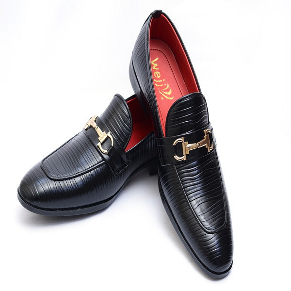 Black Color Premium Leather Shoes.(7060-G Black).