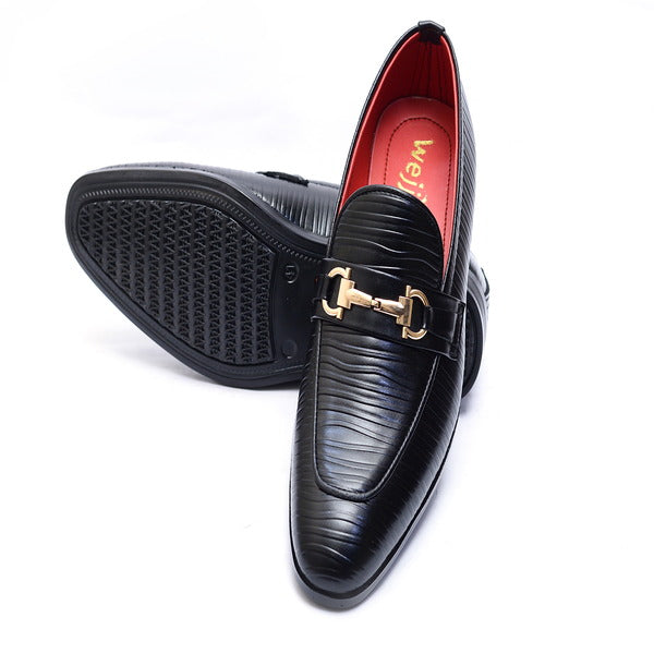 Black Color Premium Leather Shoes.(7060-G Black).